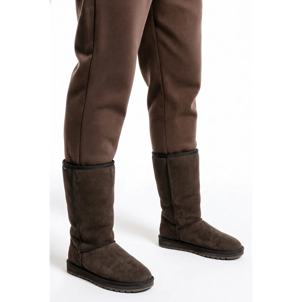 Skechers Australia Womens Tall Suede Boots Chocolate Brown Shearling Style 8 1/2